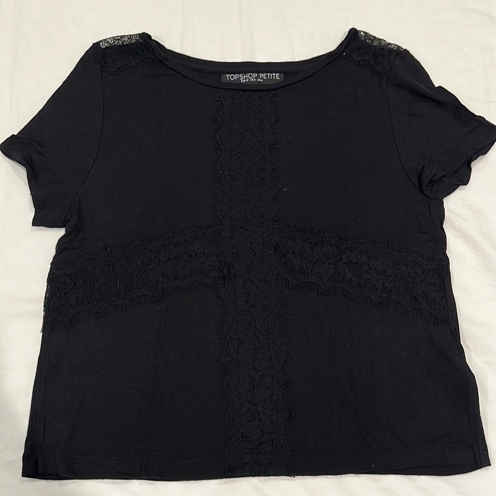 Topshop Black Lace Crop Top